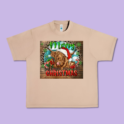 Merry Christmas Heifer Cow Urban Heavy Tee Designed By Cowgirlartshop