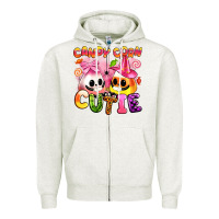 Oatmeal Heather candy corn cutie Zipper Hoodie - Artiststas