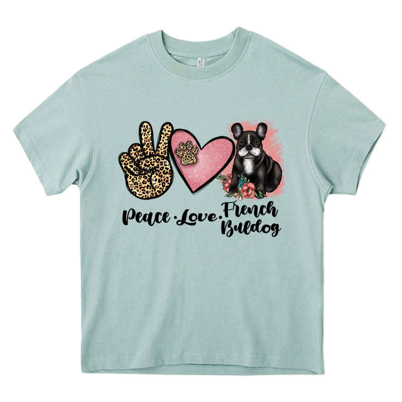 Peace Love French Bulldog Heavy Core Tee by JahusDesignShop | Teevron
