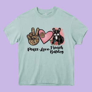 Peace Love French Bulldog Heavy Core Tee Designed By Jahusdesignshop