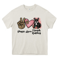 Cream peace love french bulldog Heavy Core Tee - JahusDesignShop