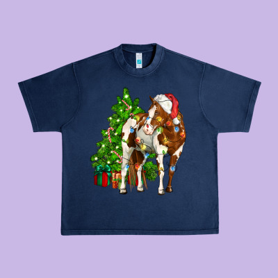 American Paint Horse Christmas Tree Urban Heavy Tee Designed By Cowgirlartshop