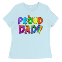 Baby Blue Proud Dad Ladies Tee - NancyCooperArtShop