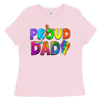 Bubblegum Pink Proud Dad Ladies Tee - NancyCooperArtShop