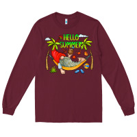 Burgundy Hello Summer Long Sleeve Tee - CowCowDesign