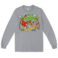 Heather Grey Hello Summer Long Sleeve Tee - CowCowDesign