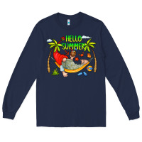 Navy Hello Summer Long Sleeve Tee - CowCowDesign
