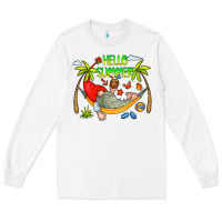 White Hello Summer Long Sleeve Tee - CowCowDesign
