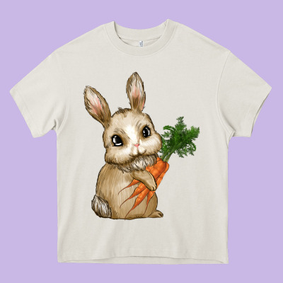 Eastrt Bunny Carrot Heavy Core Tee Designed By Ranaportraitstore