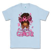 Dusty Blue lets beat cancer afro messy bun Classic Tee - texasbilliewilder