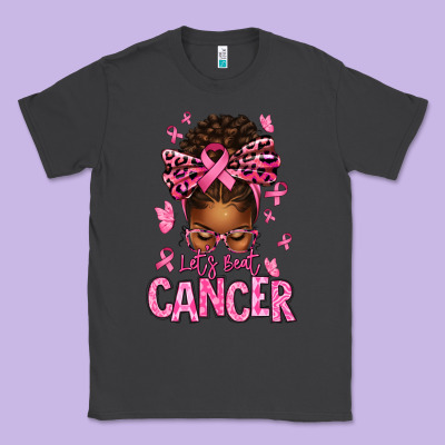 Lets Beat Cancer Afro Messy Bun Classic Tee Designed By Texasbilliewilder