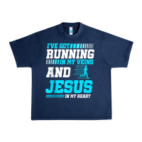 Navy Christian Runner Half Marathon Running Race Jesus Gift Urban Heavy Tee - trangStudio