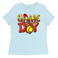 Baby Blue Game Day Softball Ladies Tee - NancyCooperArtShop