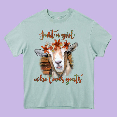 Just A Girl Who Loves Goat Heavy Core Tee Designed By Bettercallsaul