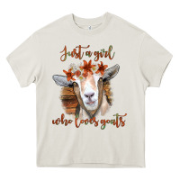 Cream Just a Girl Who Loves Goat Heavy Core Tee - Bettercallsaul