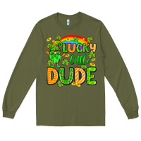 Army Green St. Patrick's Lucky little dude Long Sleeve Tee - OliviaCreatesArt
