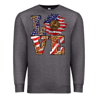 Charcoal Heather patriotic sunflower love Premium Sweatshirt - BarkalooDesign