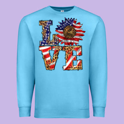 Patriotic Sunflower Love Premium Sweatshirt Designed By Barkaloodesign