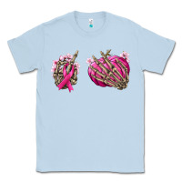 Dusty Blue Breast Cancer skeleton hands Classic Tee - NancyCooperArtShop