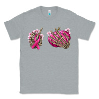Heather Grey Breast Cancer skeleton hands Classic Tee - NancyCooperArtShop