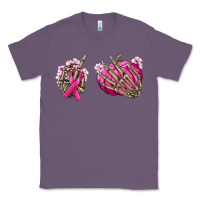 Lavender Breast Cancer skeleton hands Classic Tee - NancyCooperArtShop