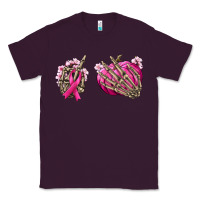 Plum Breast Cancer skeleton hands Classic Tee - NancyCooperArtShop
