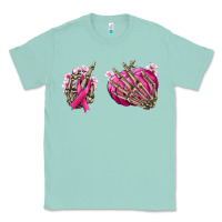 Seafoam Breast Cancer skeleton hands Classic Tee - NancyCooperArtShop