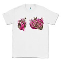 White Breast Cancer skeleton hands Classic Tee - NancyCooperArtShop