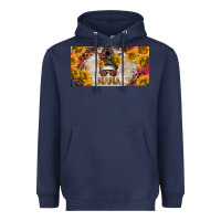Navy mess bun mama with sunflowers and colorful leopard license plate Heavyweight Hoodie - BarkalooDesign