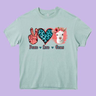Peace Love Goats Heavy Core Tee Designed By Bettercallsaul