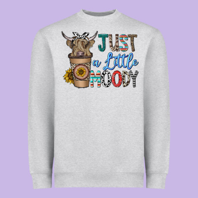 Just A Latte Moody Heavyweight Sweatshirt Designed By Cowhidedigitalart
