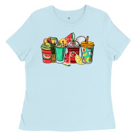 Baby Blue Fruits coffee cups Ladies Tee - NancyCooperArtShop
