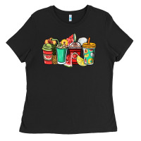 Black Fruits coffee cups Ladies Tee - NancyCooperArtShop