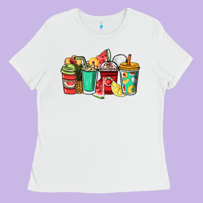 Fruits Coffee Cups Ladies Tee Designed By Nancycooperartshop