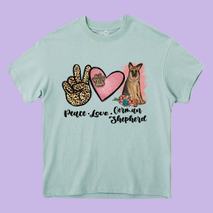 Peace Love German Shepherd Heavy Core Tee Designed By Jahusdesignshop
