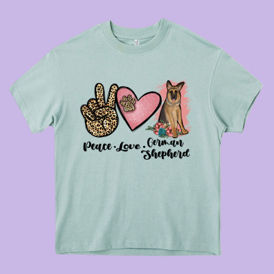 Peace Love German Shepherd Heavy Core Tee Designed By Jahusdesignshop