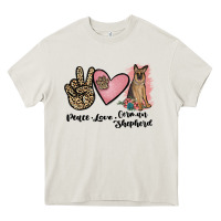 Cream peace love german shepherd Heavy Core Tee - JahusDesignShop