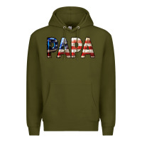 Army Green American Flag Papa 4th of July Premium Hoodie - LillyAllenDesigns