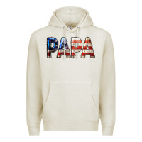 Oatmeal Heather American Flag Papa 4th of July Premium Hoodie - LillyAllenDesigns