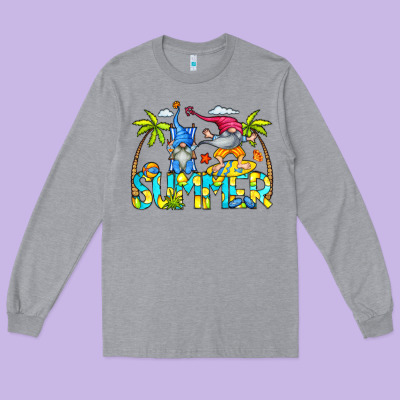 Summer Gnomes Long Sleeve Tee Designed By Cowcowdesign
