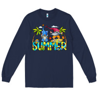 Navy Summer Gnomes Long Sleeve Tee - CowCowDesign