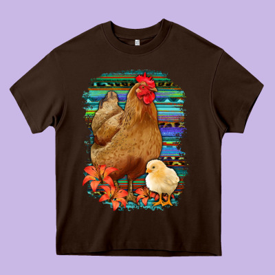 Chicken With Chick Heavy Core Tee Designed By Bettercallsaul