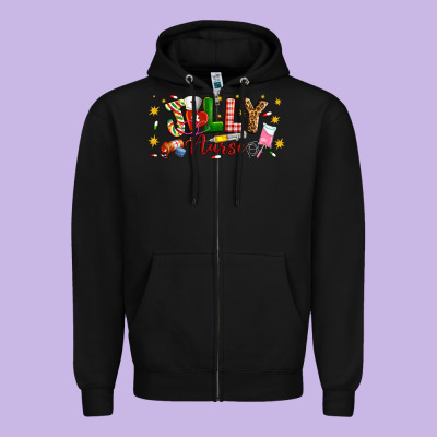 Christmas Jolly Nurse Zipper Hoodie Designed By Artiststas