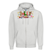 Dove Grey Christmas jolly nurse Zipper Hoodie - Artiststas