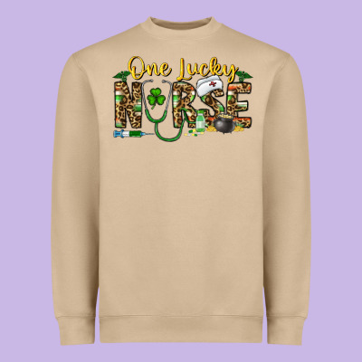 One Lucky Nurse Heavyweight Sweatshirt Designed By Cowhidedigitalart
