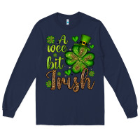 Navy St. Patrick's A wee bit irish Long Sleeve Tee - OliviaCreatesArt