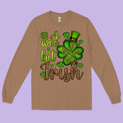 St. Patrick's A Wee Bit Irish Long Sleeve Tee Designed By Oliviacreatesart