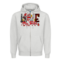 Dove Grey red black grey white love my tribe indian headdres Zipper Hoodie - Artiststas