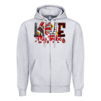 Heather Grey red black grey white love my tribe indian headdres Zipper Hoodie - Artiststas
