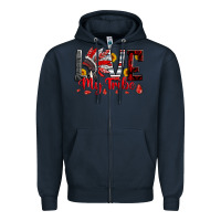 Navy red black grey white love my tribe indian headdres Zipper Hoodie - Artiststas